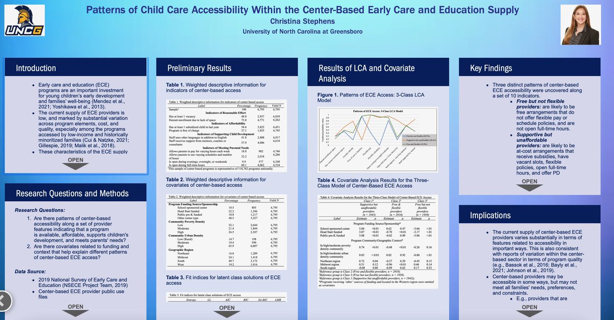 Excited to share my research poster on “Patterns of child care accessibility within the center-based early care and education supply” at #NRCEC2022! I’ll be in poster gallery E happening TODAY (6/29) at 12:45!