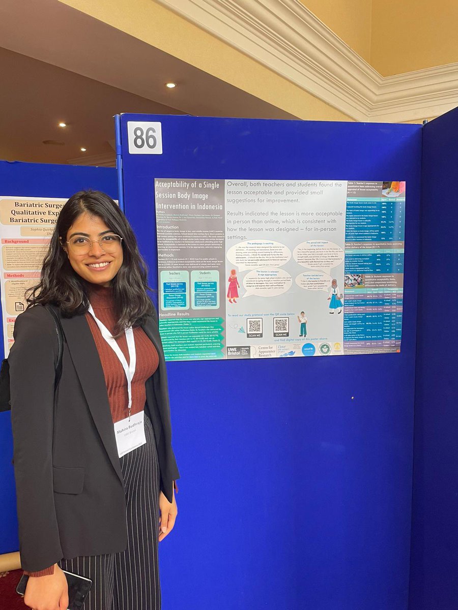 CAR_UWE's tweet photo. CAR’s Mahira Budhraja presenting her brilliant poster on the acceptability of a teacher led body image lesson - Dove Confident Me - with Indonesian adolescents #DHpconf @divhealthpsych https://t.co/WAeh8MqQVV