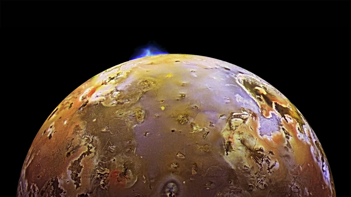 Volcanic eruption on Jupiter's moon Io.