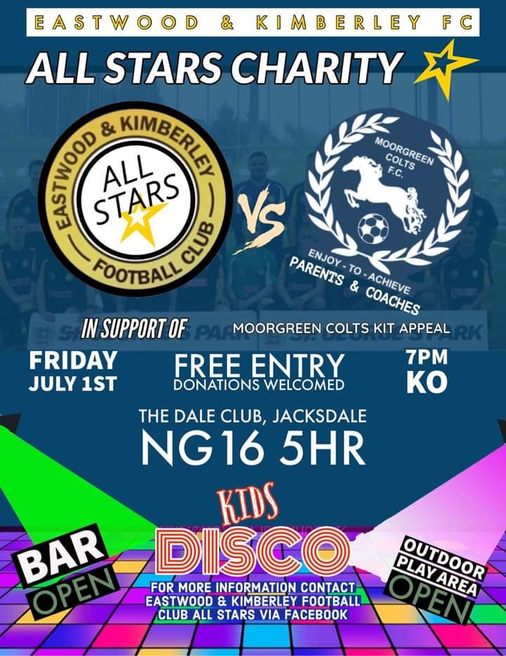 Two days till the big game. Get yourself down to The Dale Club as a crack team of Coaches and Parents take on @ekallstarsfc raising money for kits for our junior teams. Any ground hoppers that fancy picking up a game before pre season starts come and give E&Ks new home a visit