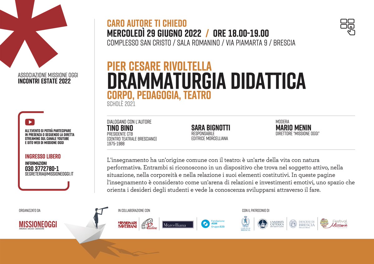 DIRETTA STREAMING: Drammaturgia didattica / Corpo, pedagogia, teatro saveriani.it/missioneoggi/v…