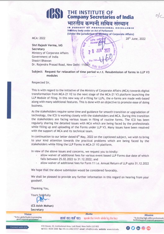cskishan09's tweet image. CS Institute requests MCA to waive additional fees for.

1. Event based #LLP forms due date of which falling between 25-02-22 to 31-12-22.

2. #Form11.