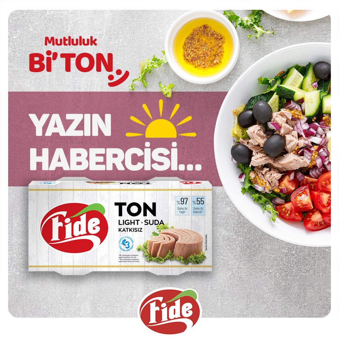 fidekonserve's tweet photo. Fide Ton Light öğünlerin baş kahramanı olduysa, yaz geldi demektir.
#fide #MutlulukBiTon #tonbalığı #doğal #koruyucuiçermez #katkısız #lezzetli #ekonomikton #zeytinyağı #zeytinyağlıton #klasikton https://t.co/tc4g2unGXt