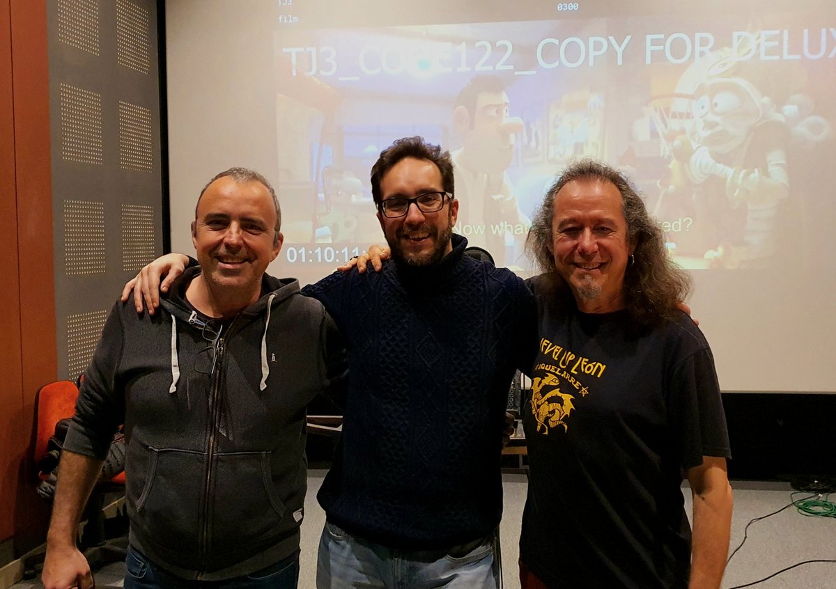 enrique_gato's tweet photo. Aquí junto a los enormes Óscar Barberán y Luis Posada. Nunca me he reído tanto en unas grabaciones como en Tadeo 3. Siempre un gusto señores. https://t.co/iLpIeQe61u