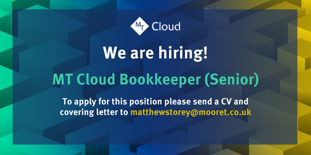 We are #hiring an MT Cloud #Bookkeeper (Senior) to join our #Spalding office!

The successful candidate will prepare bookkeeping on #Cloud packages such as #Xero and #Quickbooks for a range of clients from different industries.

Find out more: bit.ly/3y0h8M9