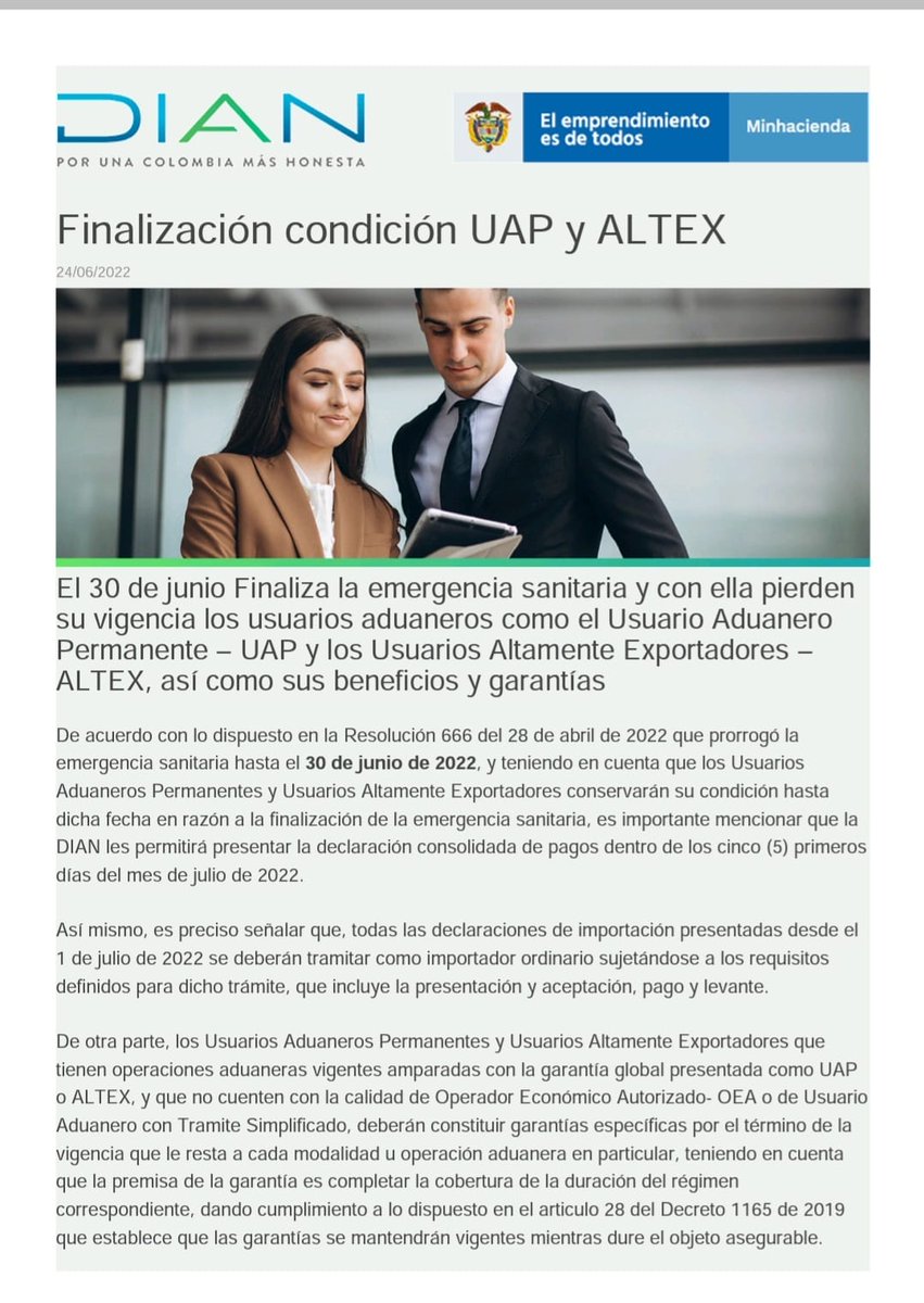 AES_SCS's tweet photo. Información importante‼️@diancolombia
#oea #operadoreconomicoautorizado #programaoea https://t.co/hWOX5etIAt