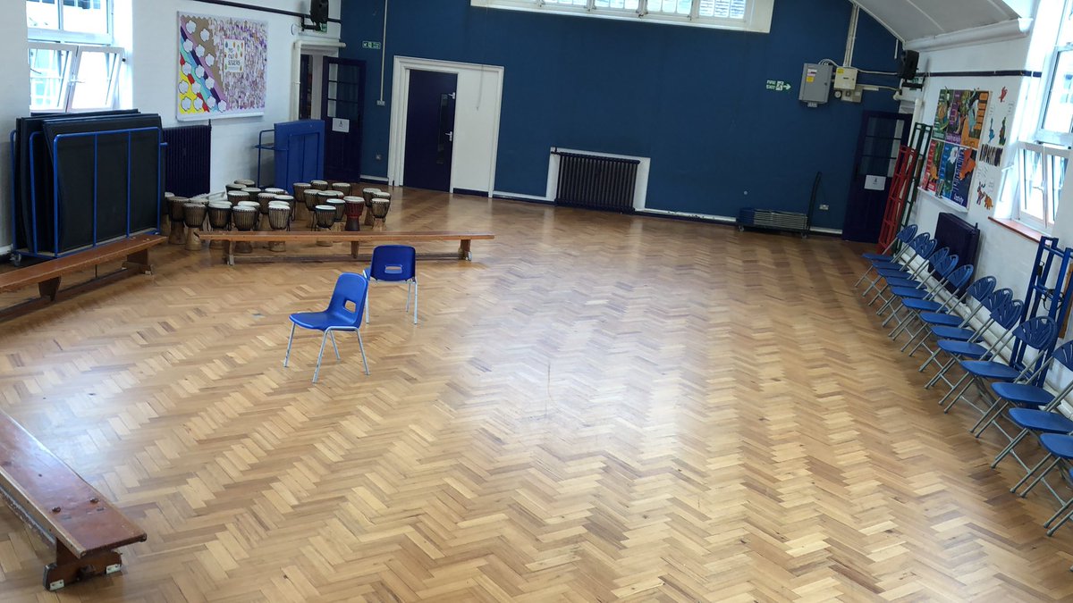 The stage is set for Y3 drumming performances @WilshereDacre this morning! @hertsmusic