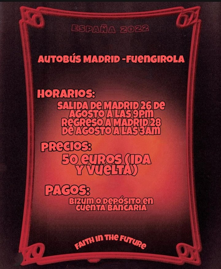 afhfmadrid's tweet photo. Aun hay cupos disponibles en los dos autobuses que salen de Madrid a Fuengirola al #awayfromhomefestival de Louis Tomlinson 
si estás interesadx ¡escríbenos al DM! que respondemos todas tus dudas. https://t.co/ULzErxb1KH