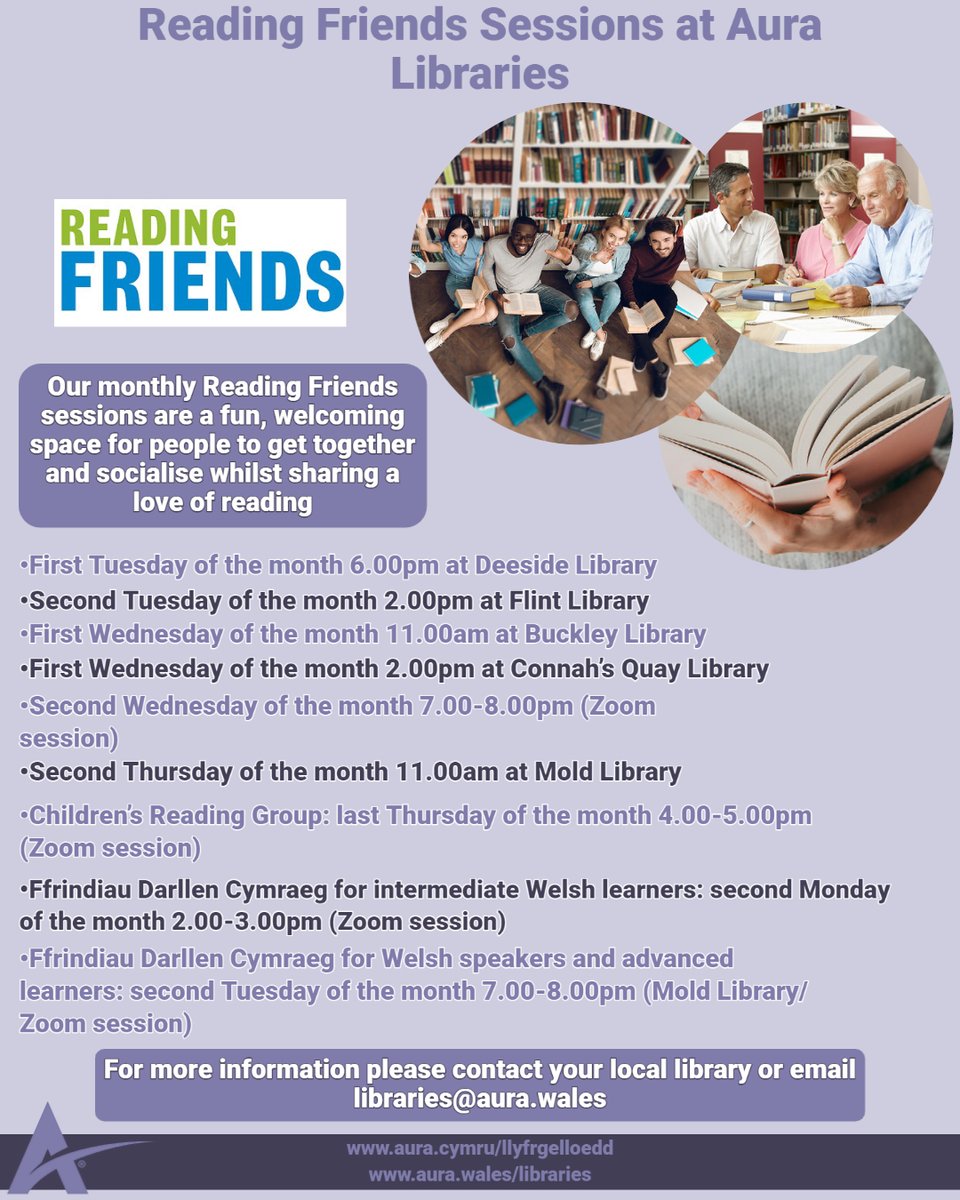 aura_wales's tweet image. 🌟📖Join Aura Libraries for Reading Friends! 📖🌟
To register for any of our online Reading Friends /Ffrindiau Darllen sessions, please email Susannah Hill at susannah.hill@aura.wales 

#AuraLibraries #ReadingFriends #LoveReading