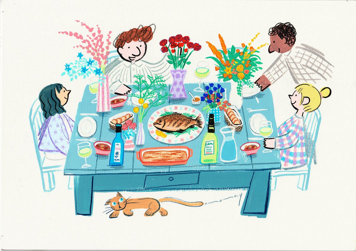 「今日誕生日なのでお昼に美味しいご飯食べました🍽 」|大桃洋祐のイラスト