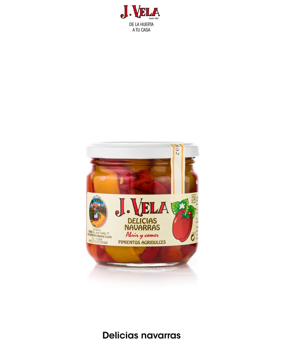Os presentamos otra de nuestras conservas.
Las delicias navarras son un aperitivo para cualquier momento o un buen acompañamiento para ensaladas y bocadillos. Si te gusta el sabor agridulce, te van a encantar. 🌶️

#snack #aperitivo #deliciasnavarras #agridulce #pimientos #JVela