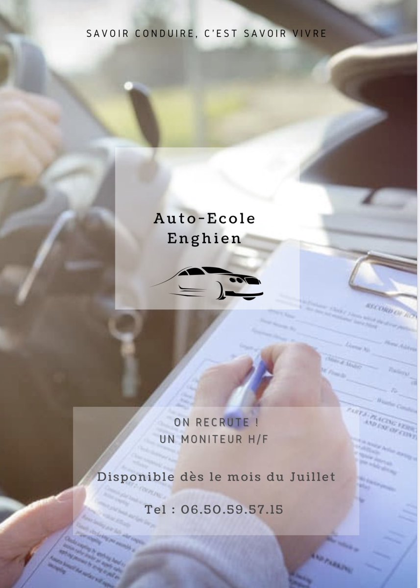 ⚠️ Recherche un moniteur auto école H/F dispo dès juillet 
💸 intéressant, à définir selon profil 
📍Enghien (95) RT SVP!!!!