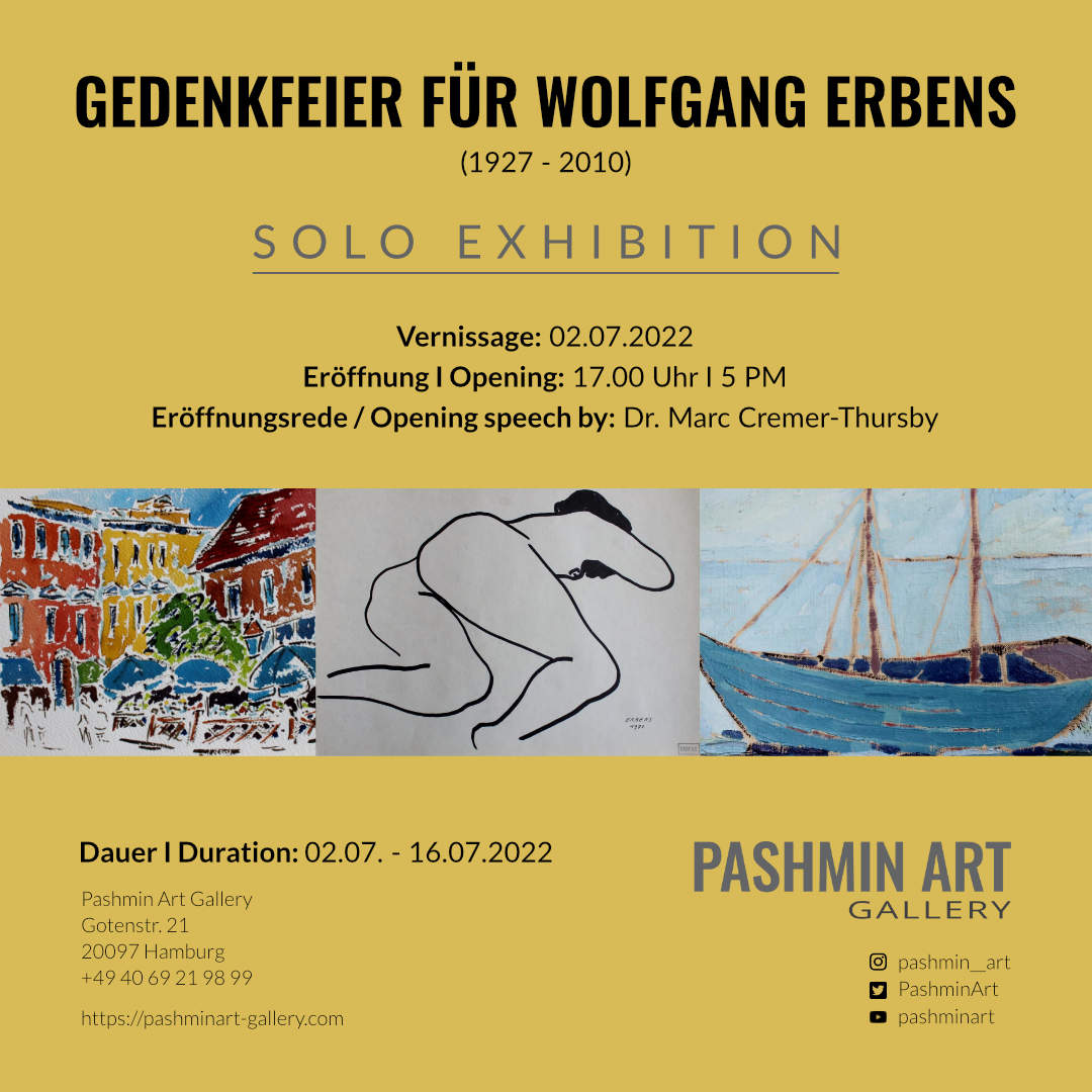 This Saturday we're happy to have art works by Wolfgang Erbens (1927 - 2010) <a href="/PashminArt/">Pashmin Art</a> Gallery Hamburg!