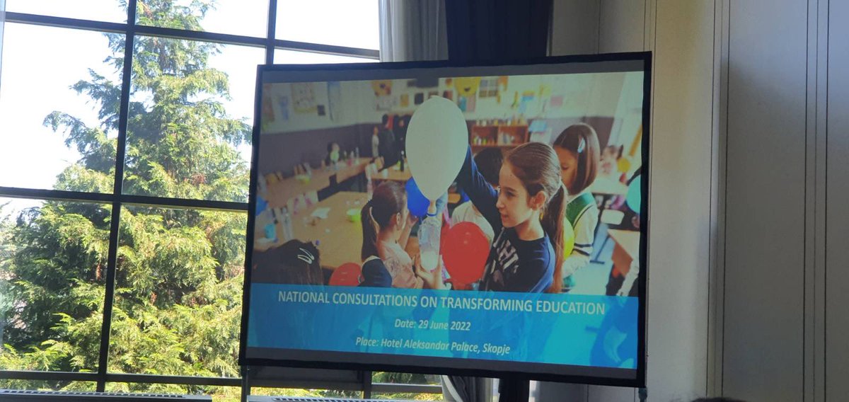 1UN_MK's tweet photo. 🇺🇳 Happening now 👉 @1UN_MK session on “National consultations on transforming education” with 🗣 discussions on the importance of the digitalization and the role of teachers in improving the quality of education in 🇲🇰 #TES #TransformingEducation @UNICEFMK @VladaMK https://t.co/AQmZRLDdqI