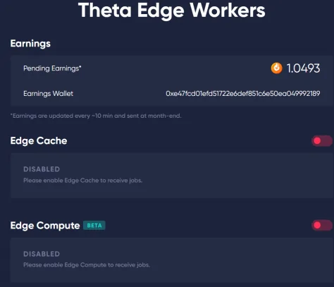 BubulleCrypto's tweet image. 5/
#ThetaEdgeNode qui utilisera votre bande passante pour permettre aux streamers de diffuser leurs contenu
Une fois installé, lors du premier lancement, le node te demandera de saisir l’adresse publique de ton wallet Theta pour t’envoyer tes récompenses en #TFUEL