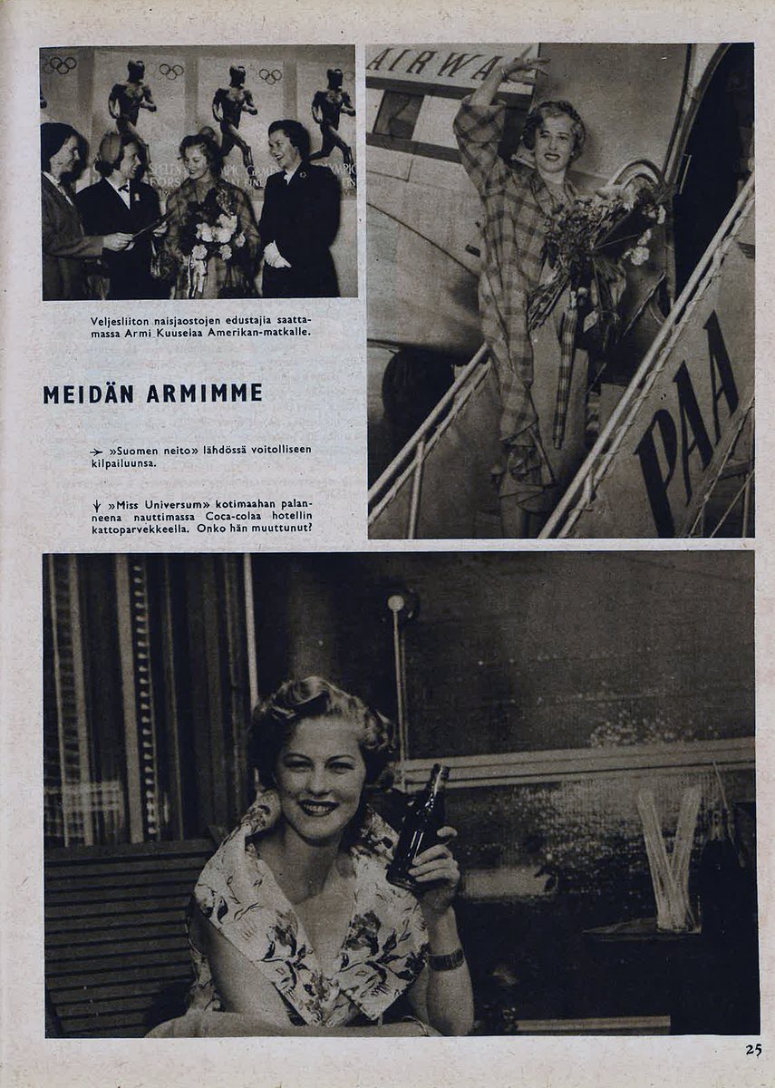 Sotainvalidien Veljesliiton Suomen Neidoksi Armi Kuusela oli voitokas Miss Universum -kisoissa. Suosittu Kuusela osallistui eri tilaisuuksiin keräten varoja sotainvalideille. 

#suomenneito
#armikuusela
#missuniversum
#veljesliitto
#sotainvalidit

iltalehti.fi/viihdeuutiset/…