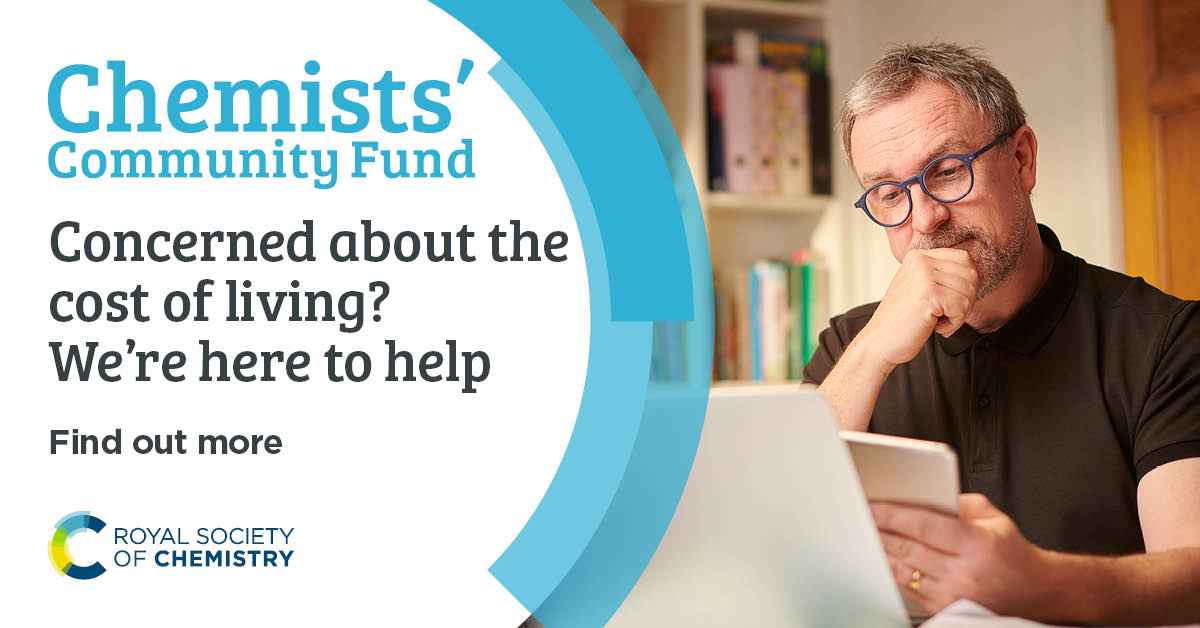 RoySocChem's tweet photo. If you’re struggling with the rising #CostOfLiving, having difficulties with your mental health, or just need someone to reach out to in confidence, the Chemists’ Community Fund is here to help @roysocchem members: https://t.co/WeWLdKkKA1

#RSCCommFund #HeretoHelp @ACOBenevolence https://t.co/EhVtfVnsez