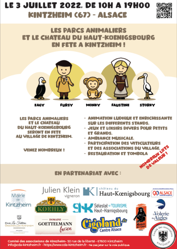 Retrouvez-nous ce 𝗱𝗶𝗺𝗮𝗻𝗰𝗵𝗲 𝟯 𝗷𝘂𝗶𝗹𝗹𝗲𝘁 à Kintzheim pour Les animaux en fête ! 🐵🥳
🕙 à partir de 10h jusqu'à 19h
📍 notre stand sera au croisement de la rue Légion et rue Tulipe 
➡️ des activités pour toute la famille et des cadeaux à gagner !