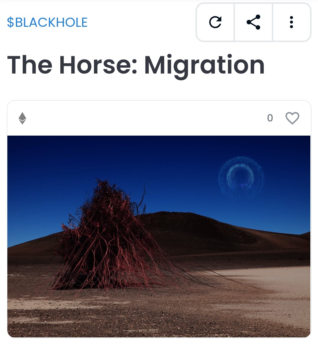 BK__Ultra's tweet photo. A few still image screenshots. My "Horse" NFT changing based on the amount of $BH (blackhole) currency deposited into it...🐴🔥 https://t.co/QgFlTAxNvq