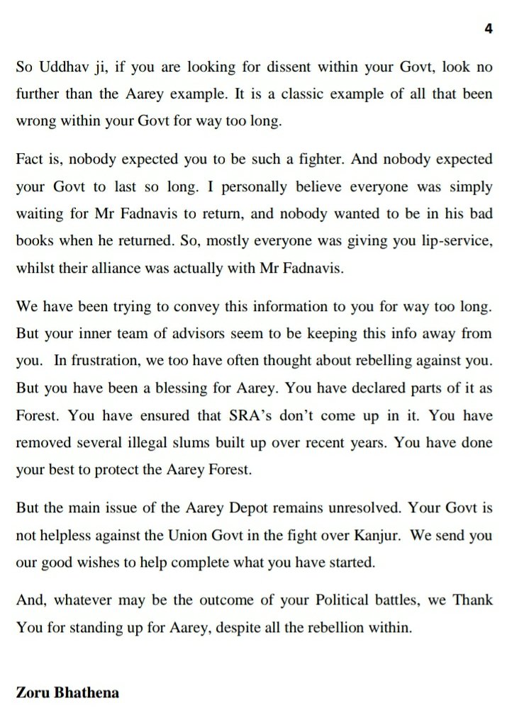 Aarey- the story of the rebellion within!  

An open letter to Mr UddhavThackeray

<a href="/OfficeofUT/">Office of Uddhav Thackeray</a> <a href="/AUThackeray/">Aaditya Thackeray</a>