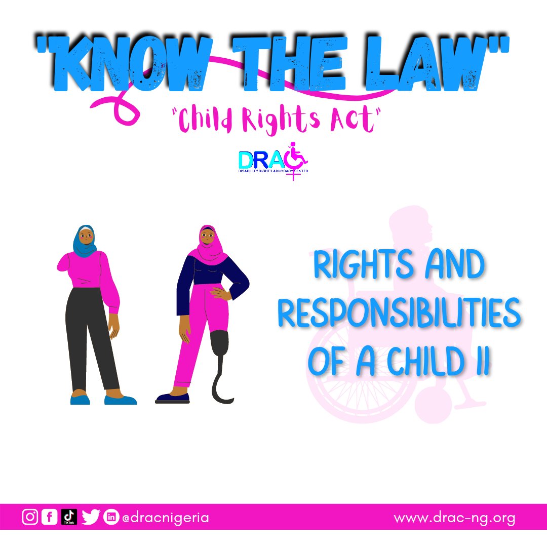 DRACNigeria's tweet photo. Part II: Rights and Responsibilities of a Child II
Freedom of Association and Peaceful Assembly
Every Child has a right to associate freely and assemble peacefully in accordance with the law and with the necessary guardians and directions of his parents or guardian
#dracspace https://t.co/0ojEo8LdcK