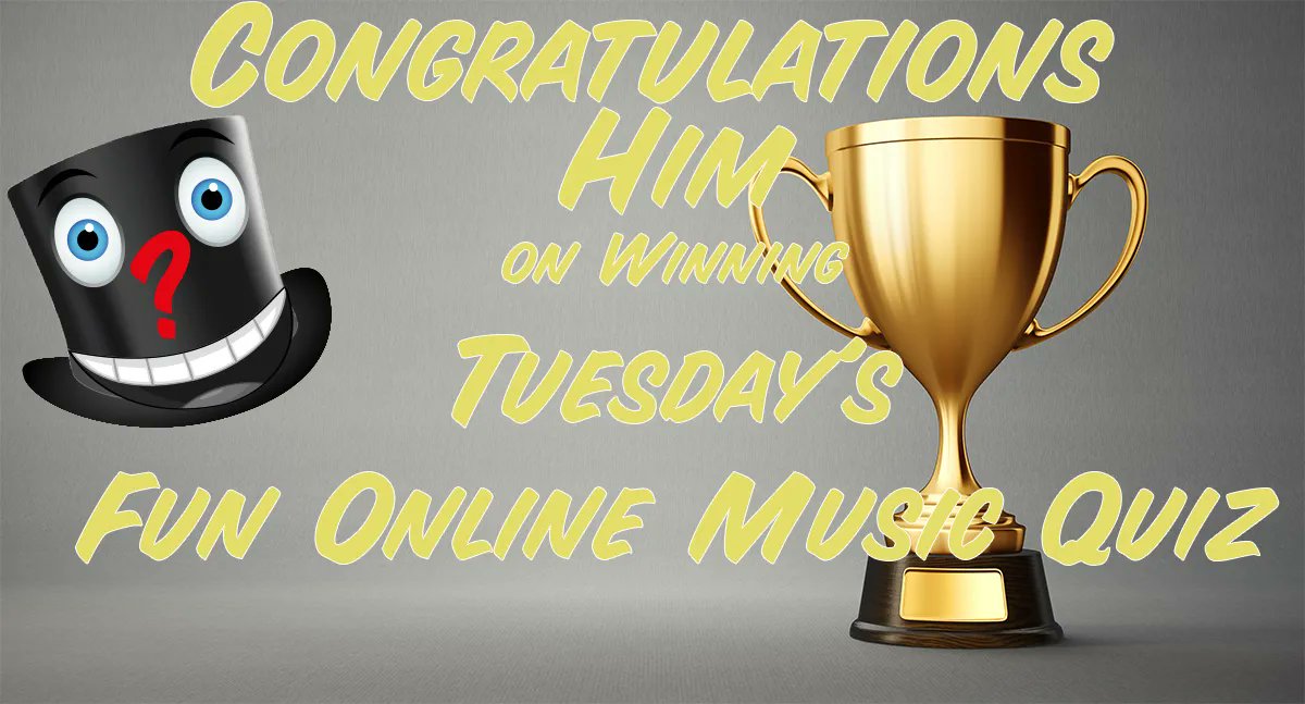 ForeQuizzes's tweet photo. Well Done HIM on winning this weeks fun online music quiz.
Come along next Tuesday at 8pm to test your music knowledge.
https://t.co/9V9JbbGz8C
#winner #musicquiz https://t.co/h8eLPtVkim