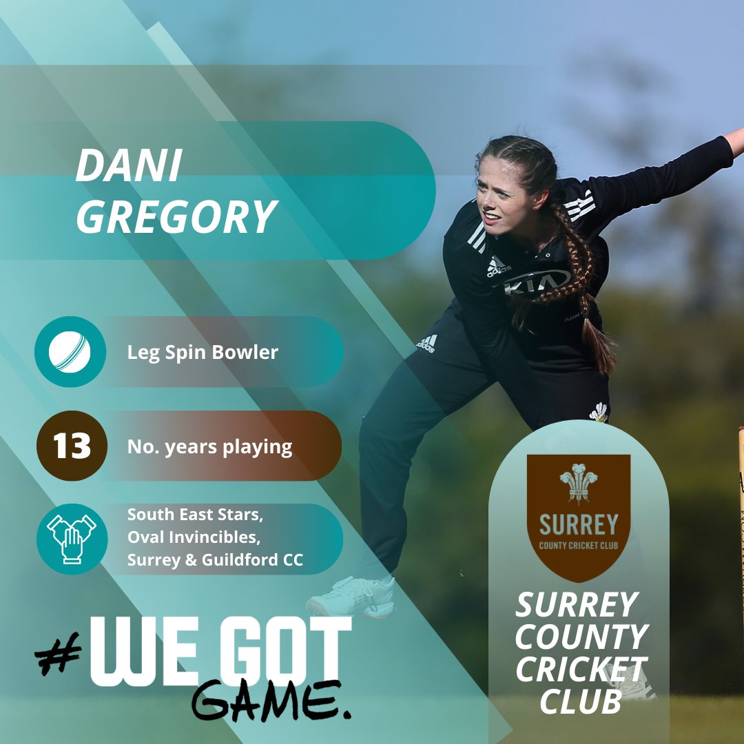 SurreyCricketFd's tweet photo. Our #SWBCM player profile of the day is @SurreyCricket and @SEStarsCricket leg spin bowler Dani Gregory. Dani's love of cricket developed from playing (and being competitive!) with her brother growing up!
💻 Discover more over on our website: https://t.co/woJZQ1GsmZ
#WeGotGame https://t.co/7dMU1QEzGk