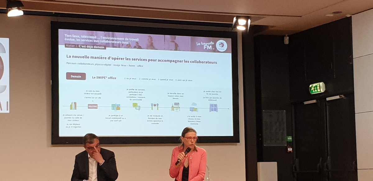 [Keynote <a href="/Sypemi_FM/">SYPEMI : les professionnels du FM</a> : "Quand le #FM se réinvente"]
Le cabinet Panorama aborde l'enjeu du Swipe Office : il est important de garantir une flexibilité de la gestion de la vie du salarié "anytime, anywhere, anyhow"