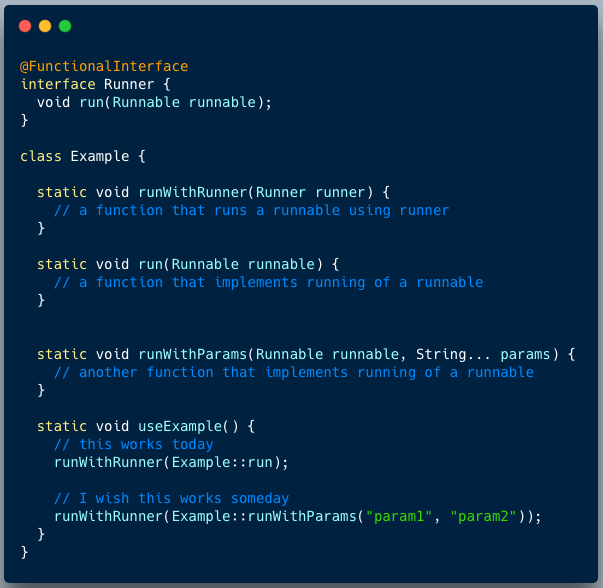 edyg's tweet photo. I wish someday it will be possible to instantiate Functional Interfaces with Lambda Expressions and automatic implicit function currying. Take a look at the code: https://t.co/sUYwJku4WA