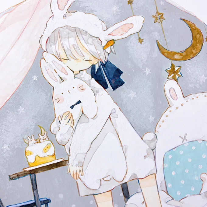 できた〜🐰
あったかいね

#やがて白に染まる #イラスト 