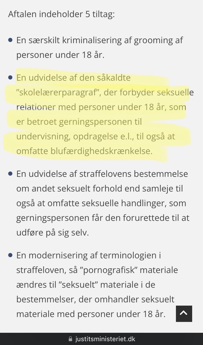 Sofie var 15 år, da hun gennem flere måneder udvekslede seksuelle fantasier, fik massage og flirtede med sin efterskolelærer

Men fordi der ikke skete penetration, var det ikke et brud på lærer-elev-paragraffen.

Det ændrer en ny politisk aftale i dag på #dkpol