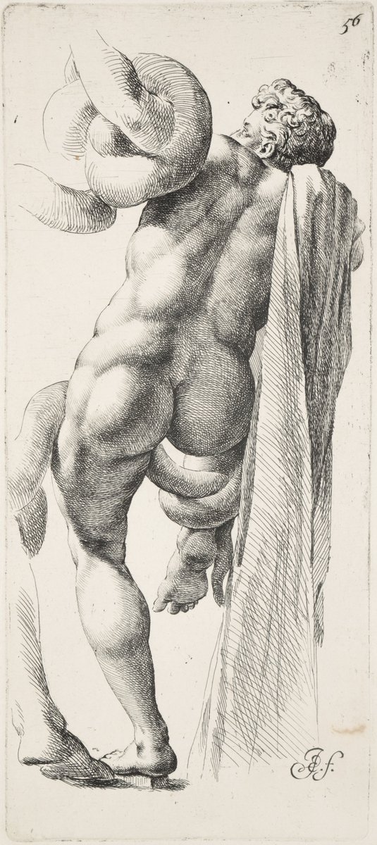 ColeccionMMoret's tweet photo. ...detalles de la anatomía masculina. Es el caso de Jan de #Bisschop, que elige un punto de vista poco convencional para su Hijo de #Laoconte (Aguafuerte, h. 1669-1671. Colección Mariano Moret)... SIGUE ⬇️ https://t.co/obhC8tWS4b