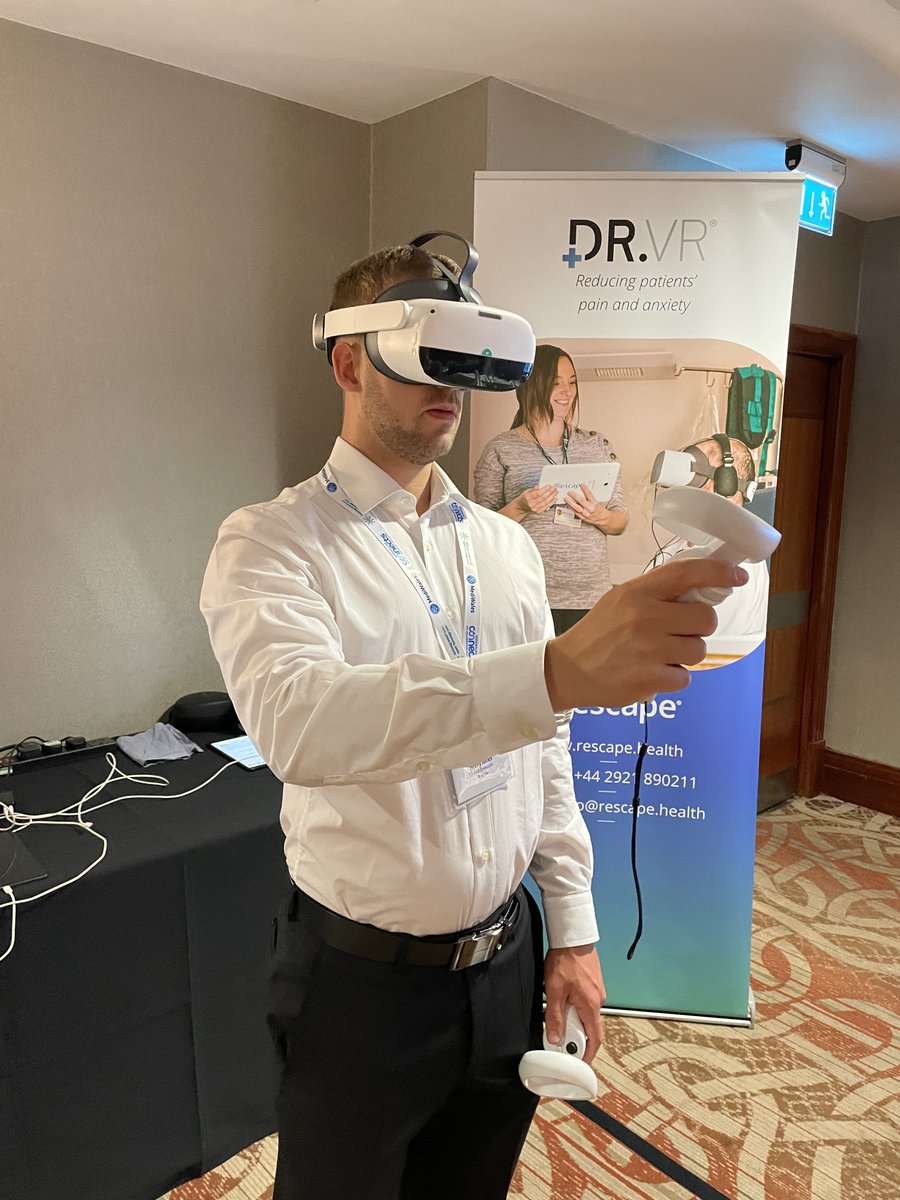 RescapeVR's tweet photo. We are @mediwales today. Come and say hello and demo our immersive therapy and training modules. https://t.co/8LM8FvVHpt