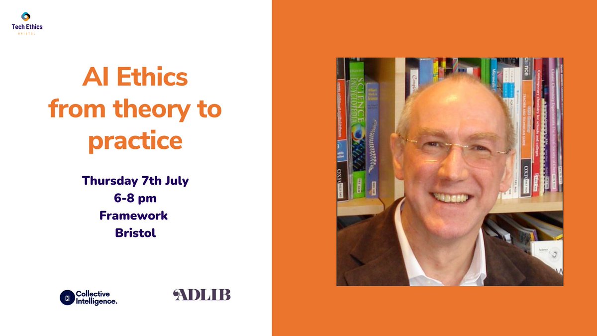 We are pleased to share that @alan_winfield, Professor of #robot #ethics at the @EngineeringUWE and Research Lead @BristolRobotLab will be joining our next Tech Ethics Bristol event. Free tickets and info bit.ly/3N1MW8J