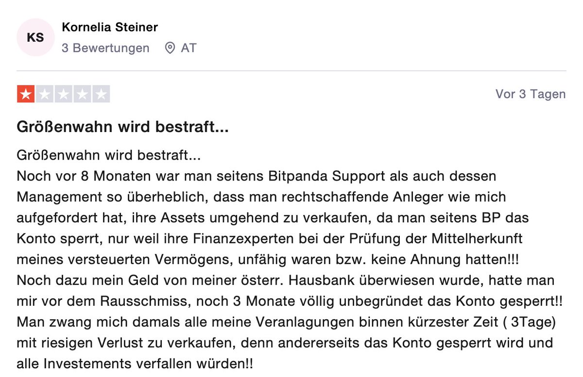 Kunde_User's tweet photo. Bitpanda muss Mitarbeiter entlassen, weil sie durch ihren #SCAM Kunden verlieren. Wann hört der ganze Betrug auf?
@bitpanda @eric_demuth @TwinWinNerD @Christian5R @FMA_AT @DS_Beauftragter

#Bitpanda #BitpandaScam #Bitcoin #BitcoinCrash  #Cryptos #SCAM #ETH #trustpilot https://t.co/fta2tLCjGj