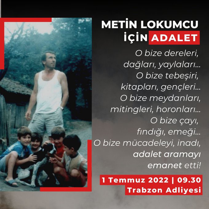 1 Temmuz’da Trabzondayız! #MetinLokumcuİçinAdalet