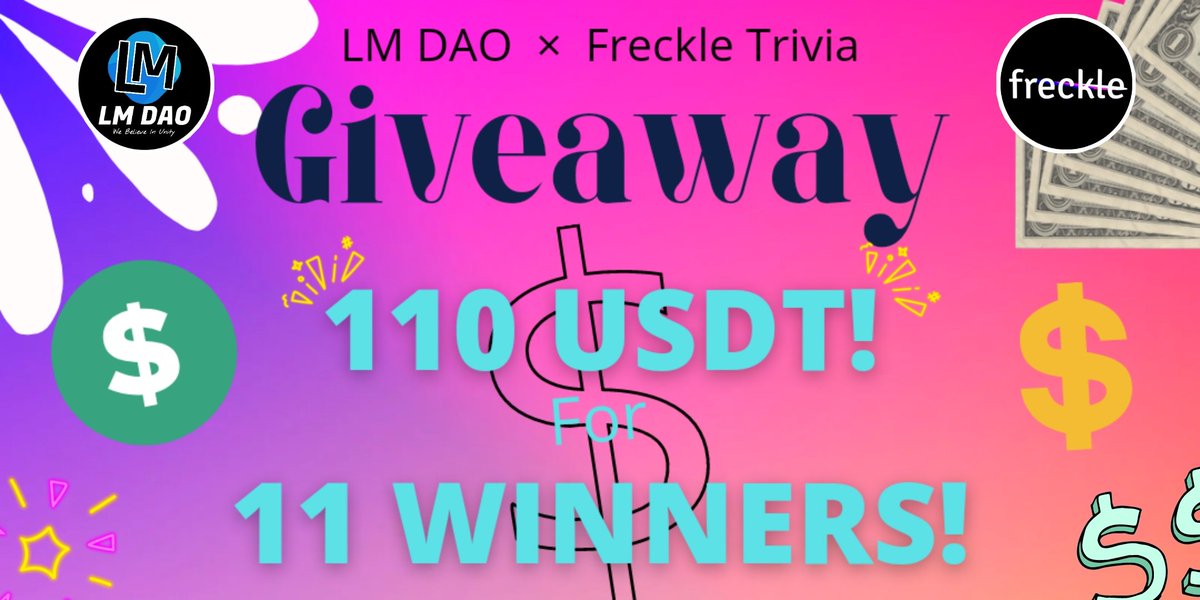 😱💲#USDT Big Giveaway!💲⚡

🤑 110 #USDT Giveaway To 11 Winners! (10$/winner) 😍🔥

To Win 🏆➡️
✅ Follow <a href="/dao_lm/">LM DAO</a> &amp; <a href="/FreckleTrivia/">Freckle TV</a>
✅ Like, Retweet &amp; Tag 5 Friends.
✅ Join: telegram.me/dao_lm 

24Hours. ⏰

#Solana #NFT #SolGiveaway #airdrop #Giveaway #NFTGiveaways