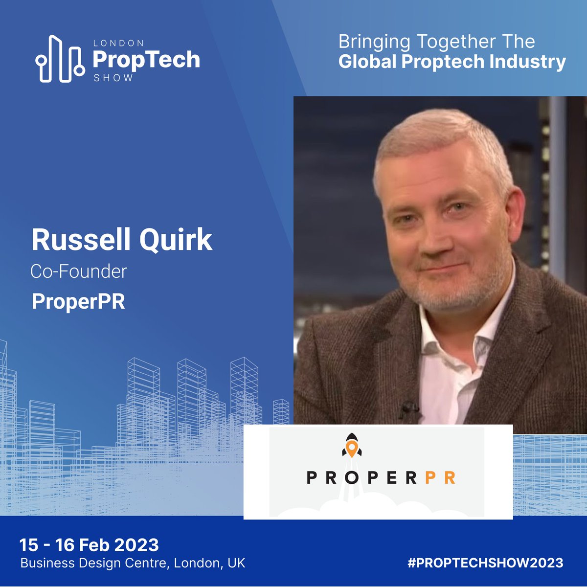 ProptechShow's tweet photo. 📢 Delighted to welcome @russellquirk, Co-Founder, ProperPR as one of our esteemed speakers.
Book your space before the July 29 and save up to 40% on participation packages. Register now at: https://t.co/8QpZ5tff6E
#pts #proptechshow2023 #LondonProptech #ukproptech https://t.co/IolT45hGhi