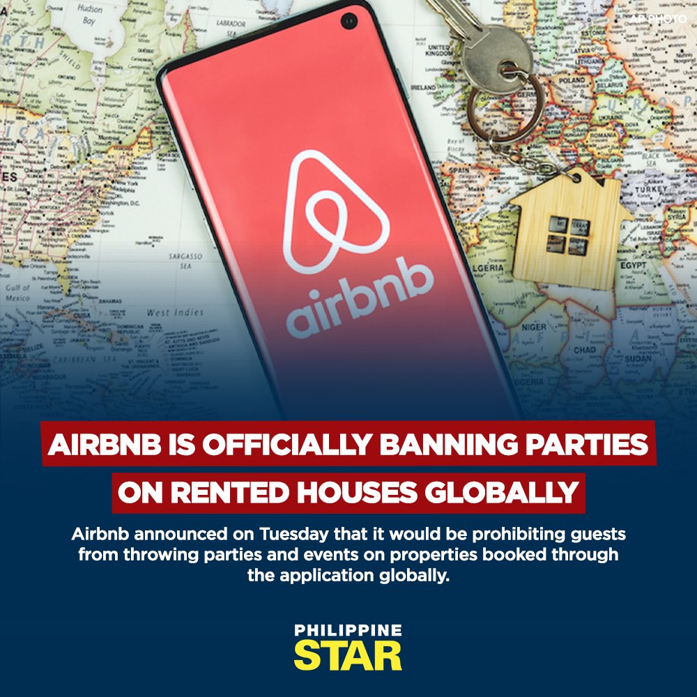 The Philippine Star on Twitter "‘PARTY’S OVER’ Airbnb announced on Tuesday that it would be