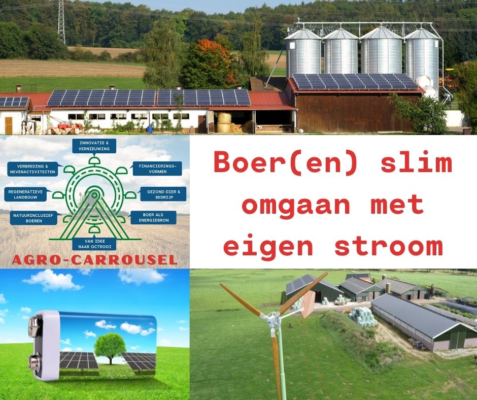 BOER(EN) SLIM OMGAAN MET EIGEN STROOM |  Agro-Carrouselbijeenkomst op woensdag 13 juli bij Mts. Herbers/Ten Hove in Den Velde. Hoe kun je de opgewekte energie zo efficient mogelijk gebruiken en welke elektrische voertuigen en machines zijn er al?Aanmelden bit.ly/3y5e2GC