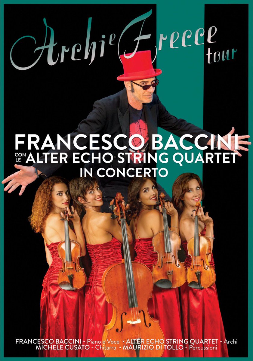 francescobaccin's tweet photo. ARCHI E FRECCE … IL MIO NUOVO PROGETTO MUSICALE CON LE Alter Echo string quartet 
IL 29 LUGLIO PARTE DA LATINA - SALOTTI MUSICALI … VI ASPETTIAMO !!! NON SARÀ IL SOLITO CONCERTO …#concerti #live #alterechostringquartet #latina https://t.co/XgVqFAwidU
