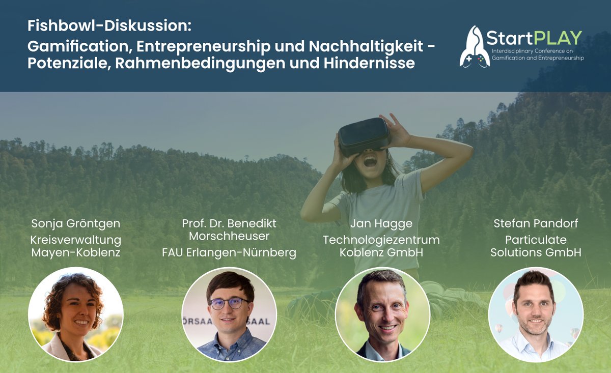 #Gamification, #Entrepreneurship &amp; #Nachhaltigkeit: Was sind Potenziale, aber auch Rahmenbedingungen und Hindernisse für gesellschaftliche Innovation?
Interaktive Diskussion mit Jan Hagge, Benedikt Morschheuser, Sonja Gröntgen &amp; Stefan Pandorf - diskutieren Sie mit! #StartPlay