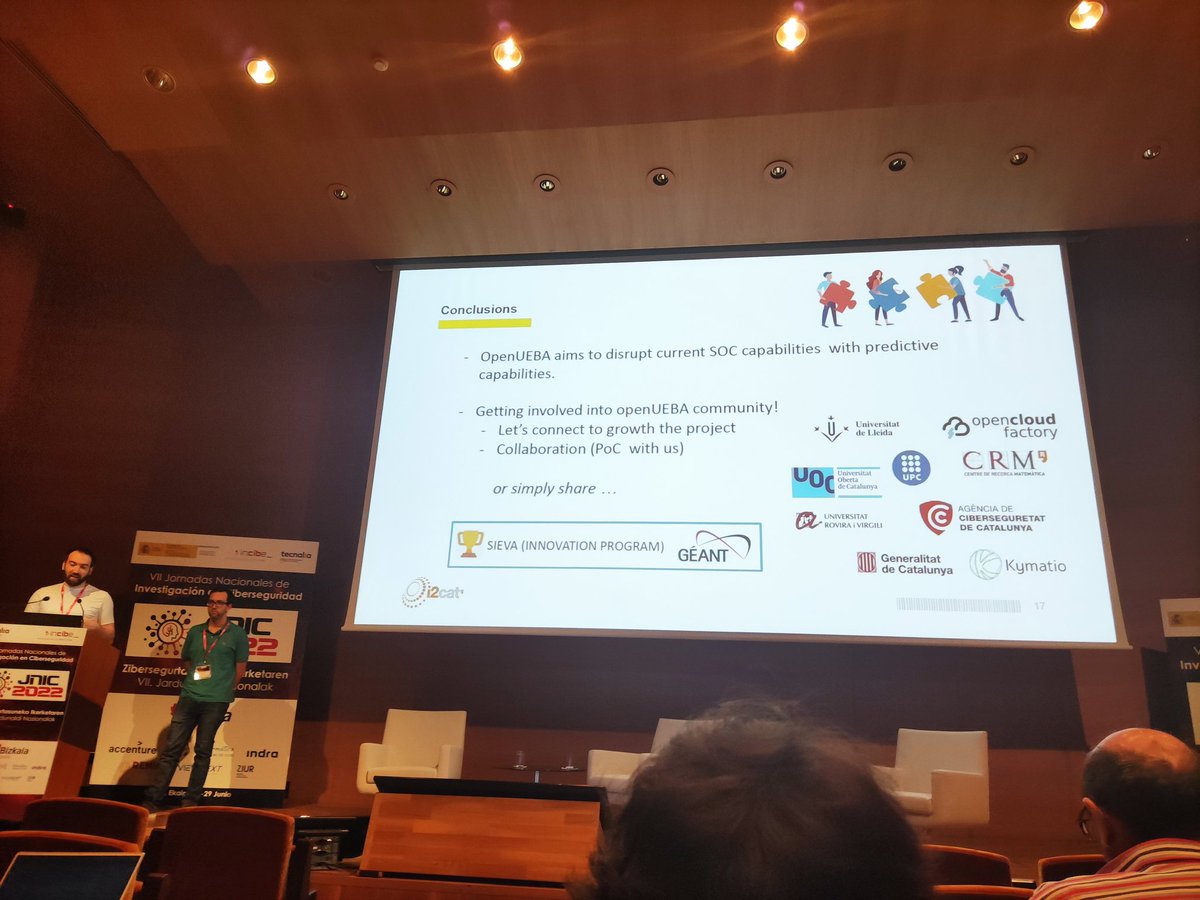 jordiguijarro's tweet photo. Today #OpenUEBA #TDAcyber at @jnic_conf @i2CAT @ciberseguracat @dca_cat @tic @gencat #cybersecurity #community https://t.co/2HNZVJ2XTf