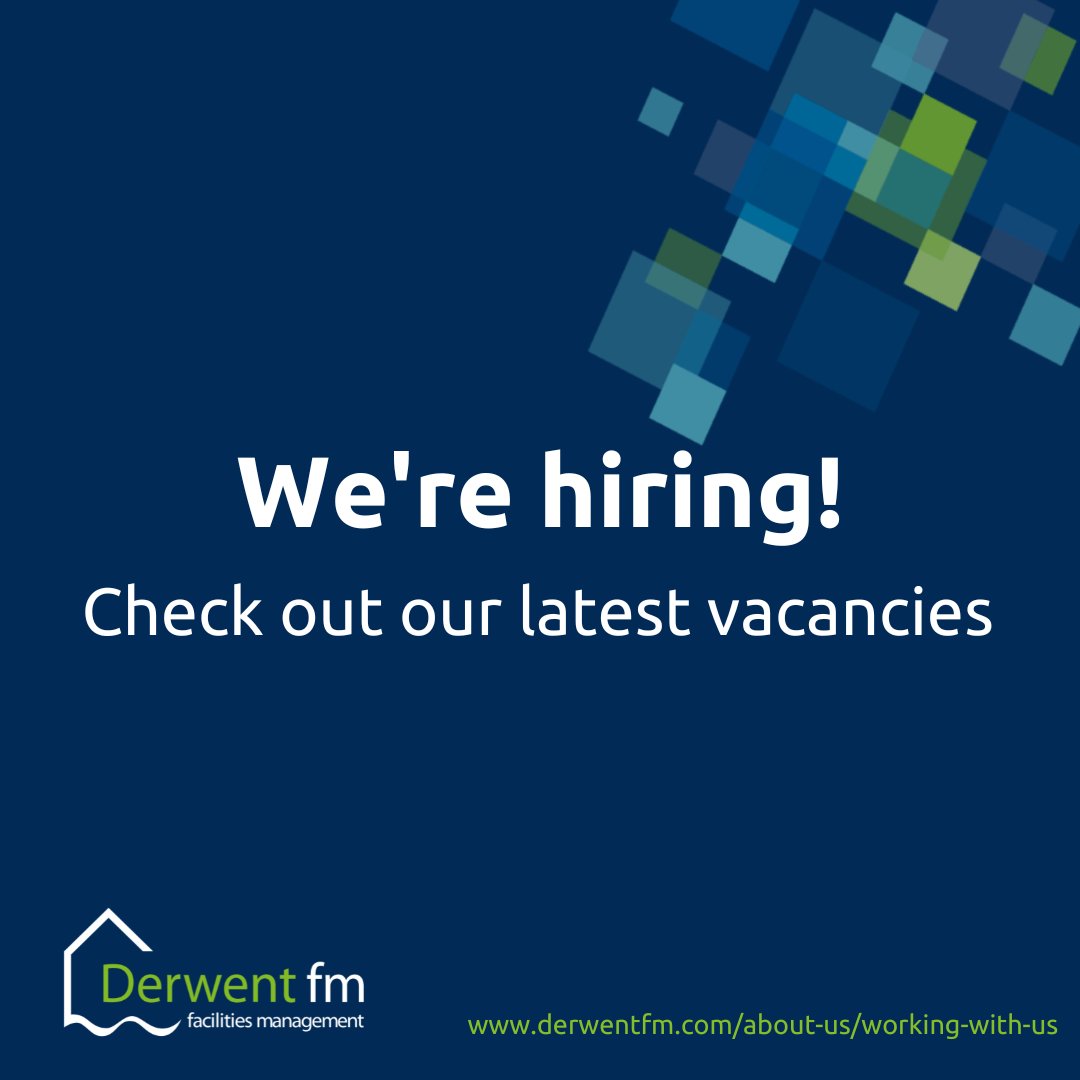 Derwent_FM's tweet photo. #wearehiring
We are looking for the right sort of individuals to join our team to help us continue delivering on our promise to our clients of first-class facilities management.
Check out our live vacancies in Cleaning, Customer Service and Safeguarding. https://t.co/LeZoYJzU8Q https://t.co/OWk7IZQSmr