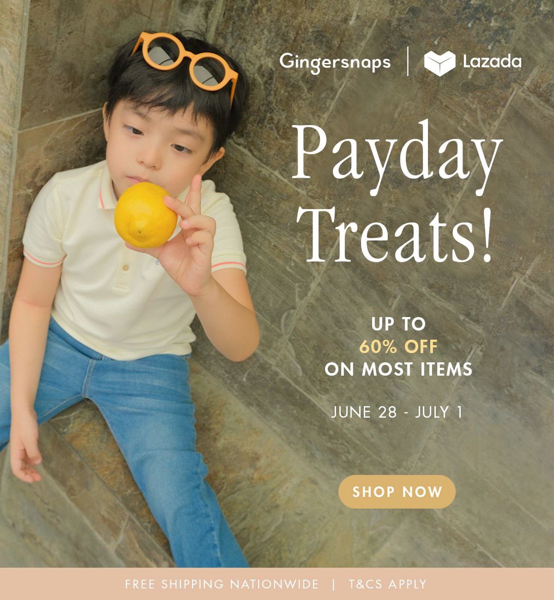 GingersnapsPh's tweet photo. Fantastic deals await you at our PAYDAY TREATS!💟

Now's the time for a wardrobe refresh!❤👧 Get up to 60% OFF on lots of fun outfits for your kids!👌 PLUS, enjoy PHP50 voucher for every P1,000 minimum spending valid 'til JULY 1. 🛍SHOP NOW!

👉 https://t.co/V2SIyGa34m https://t.co/4DmRrLHJDb
