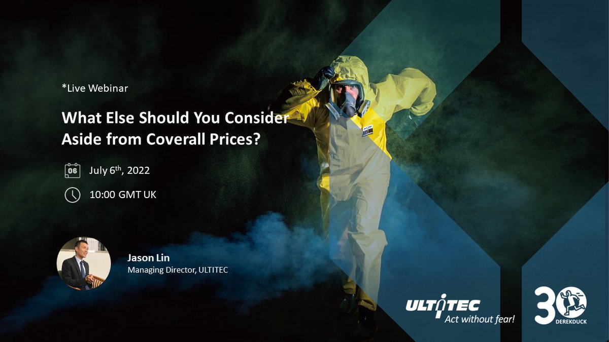 HSMEMagazine's tweet photo. What else should you consider aside from coverall prices?

Find out in this DEREKDUCK INDUSTRIES CORP. webinar!

Catch this webinar on July 6th at 10:00AM gmt.

🖥️ Register today to secure your seat!
https://t.co/ujKWRw0HL0

#hsmemagazine #derekduck #webinar #coverall #ppe https://t.co/R54nuh8v1v