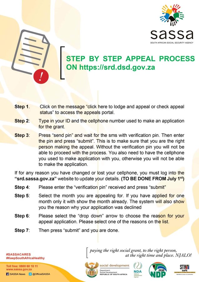 Step by Step Guideline on SASSA SRD grant Appeal Process. Profile updates starts July 1st