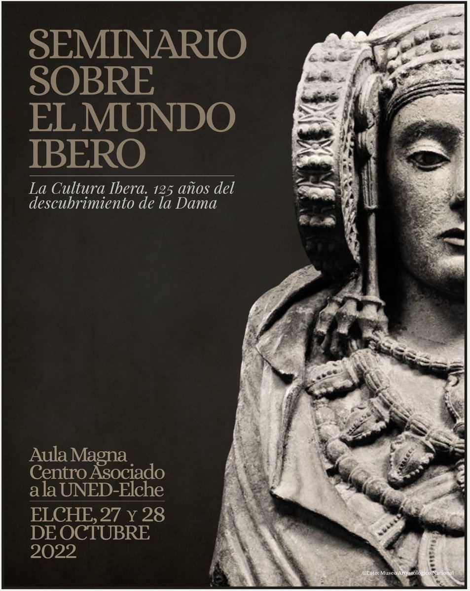 GilAlbertIAC's tweet photo. 📢En octubre, organizamos un seminario a nivel nacional con los mejores especialistas de España en cultura ibérica en octubre, junto a la UNED y el Ayuntamiento de Elche, para conmemorar el 125 aniversario de la Dama de Elche.

🕵️‍♀️ + info: 🔗 https://t.co/qjC3end552 https://t.co/RQsQGAmeNd