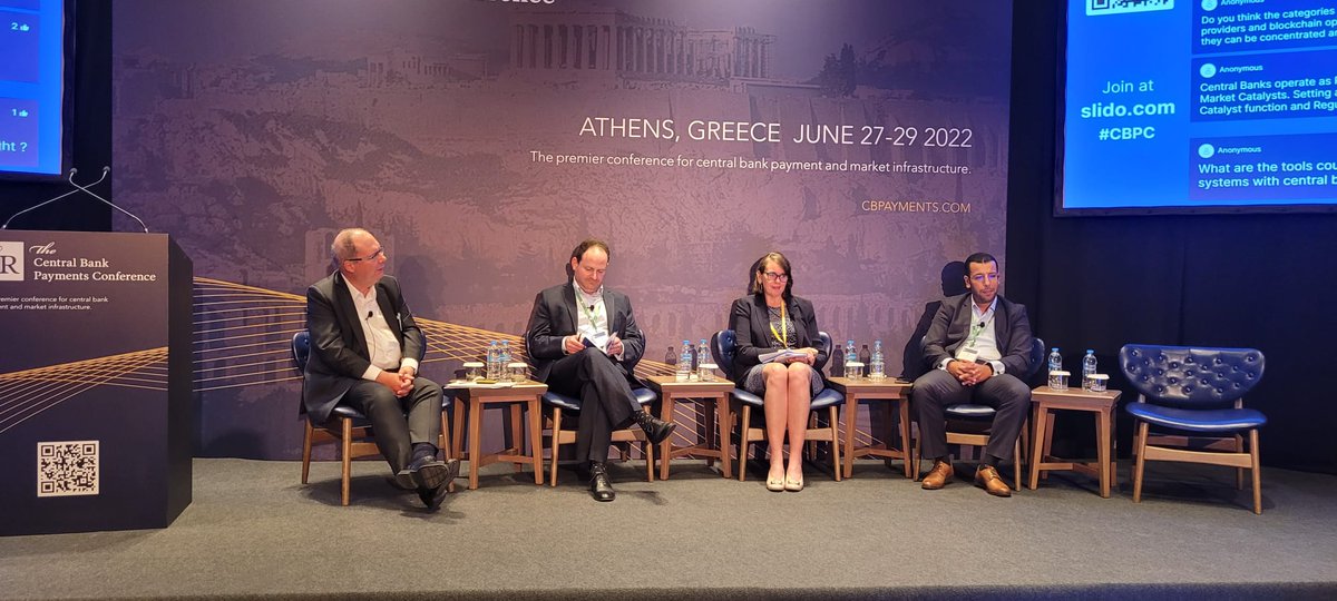 CurrencyResearc's tweet photo. Panelists are tackling the evolving role of payment systems oversight at #CBPC2022. Featuring, @Bank_of_Japan_e, @ecb, @bankofengland, with moderator Jean-Michel Goddefroy. https://t.co/bhIUdOeU9J