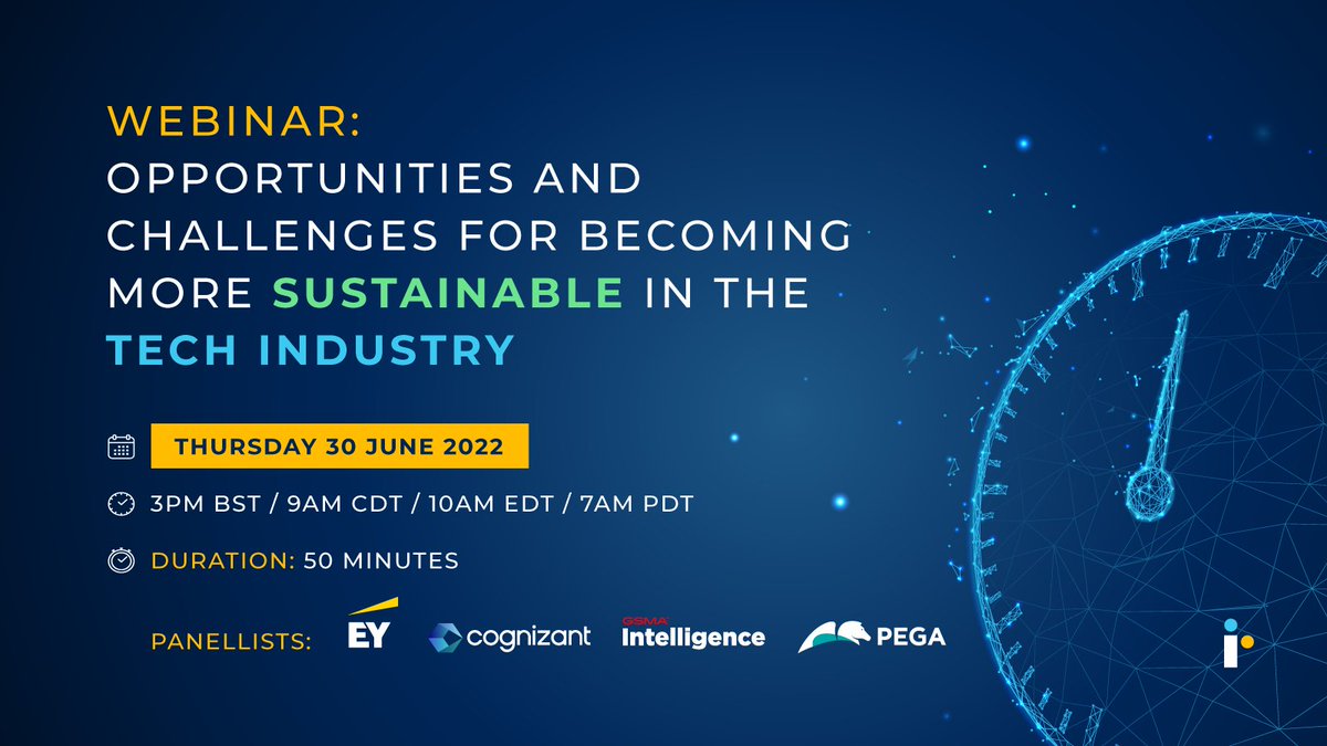 iRS_Global's tweet photo. Join us on tomorrow for our #webinar hosted by Editor in Chief, Rachael Kinsella. Our industry experts from @EYnews, @pega, @GSMA and @Cognizant discuss all the main topics affecting sustainability in the tech industry.

Register now via: https://t.co/898ZXX2l1L

#irs #iresearch https://t.co/TqULDllKuG